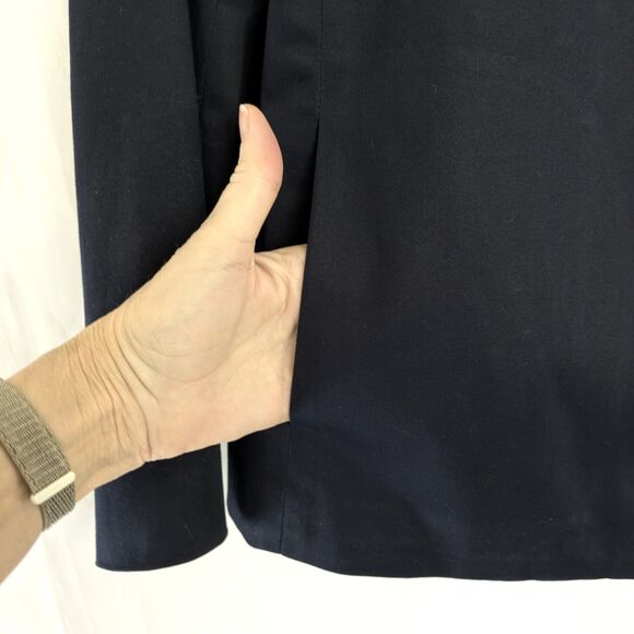 Jones New York Signature Navy Blue Blazer Size L Silver Snap Button Career - Picture 8 of 12